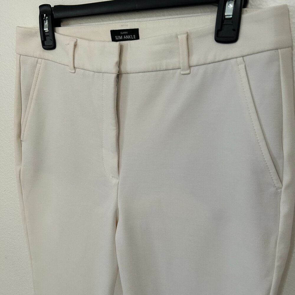 WHBM Ecru/White Comfort Stretch Classic Slim Ankle Pants Size 8 - Picture 2 of 11